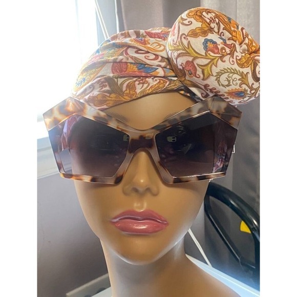 Statement Sunglasses Tortoise‎ Shell Geometric Fashion Sun Glasses - Picture 1 of 5